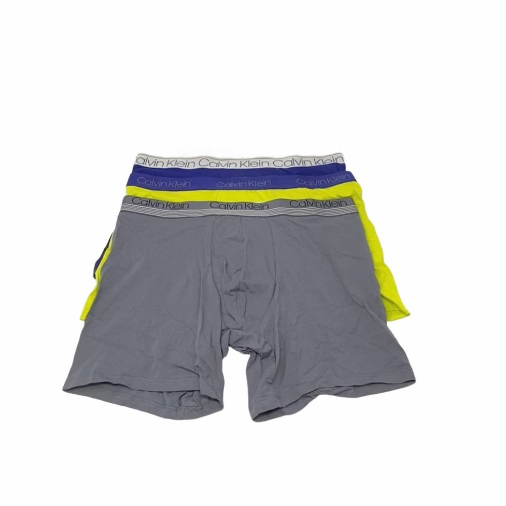 💖MEGA SALE💖Calvin Klein 3 Boxer Brief Blue Lime Gray Cotton Men's NB2730901